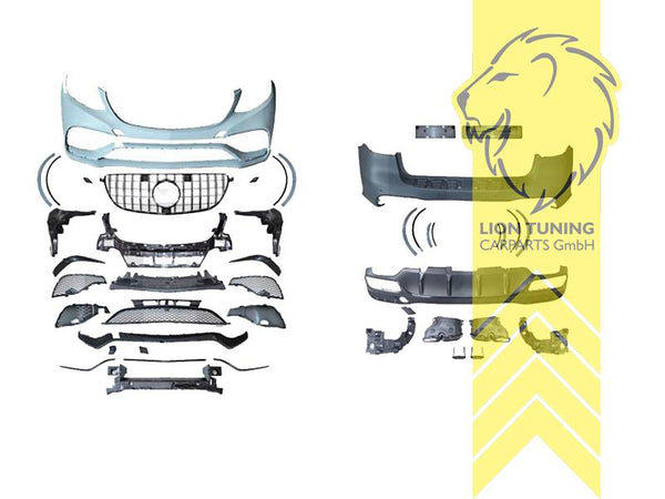 LT Aftermarket New Front & Rear Bumper set body kit for Mercedes Benz GLE V166 15-18 including grille and exhaust trims