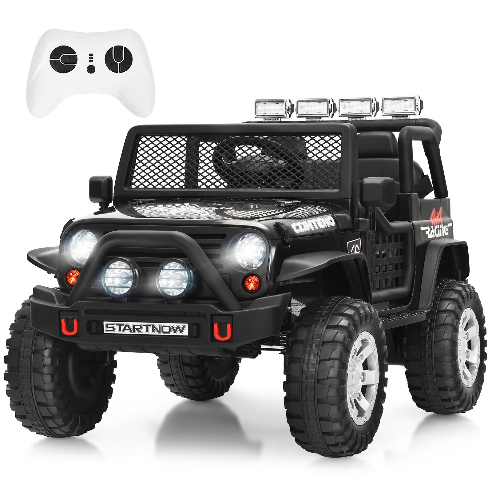 CW 2-Seat Kids Ride on Jeep Truck 12V Kids Electric Ride On Car 2 Motors Toy Car with Parent Remote Control