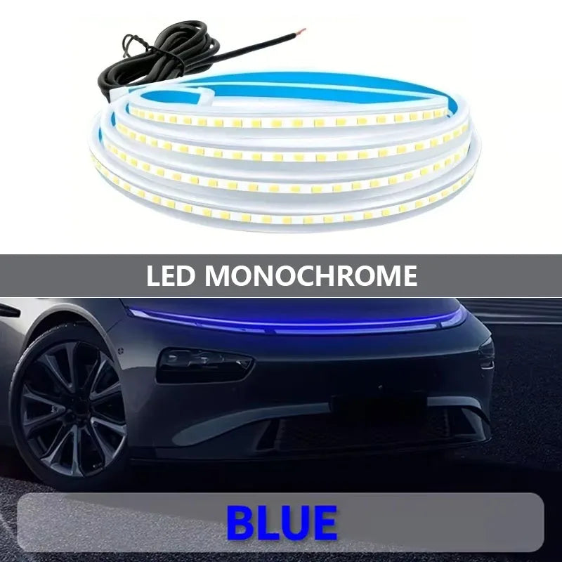 120CM Car LED Hood Light Strip Daytime Running Lights 12V DRL Auto Engine Hood Guide Decorative Lights Ambient Lamp