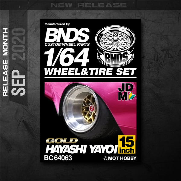 1/64 Alloy Wheels With Rubber Tires By BNDS Assembly Rims Modified Parts for Model Car Refitted VIP Style No.64053-64088