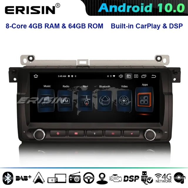 ES8146B 8.8" DSP 8-Core CarPlay DSP Android 10.0 Car GPS Stereo Sat Nav BMW M3 3 Series E46 Rover 75 MG ZT DAB+ DSP 4G WiFi BT