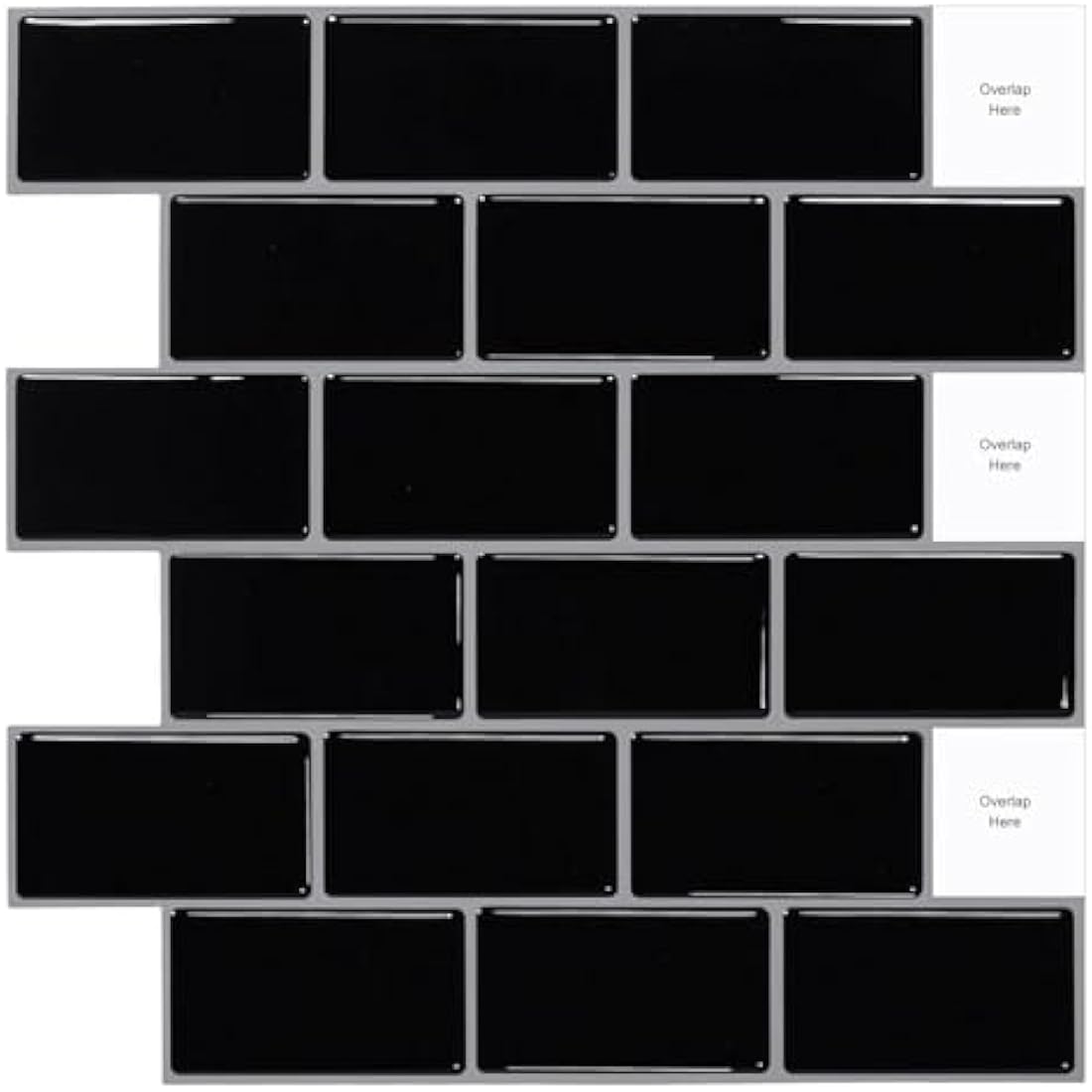 (10-Sheets) Peel and Stick Subway Tile Stickers, Self Adhesive Wall Tiles, Stick on Tile Splashback for Kitchen & Bathroom Black