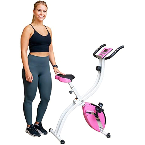 YYFITT Basic Foldable Fitness Exercise Bike with 16 Level Resistance, Countdown Exercise Monitor, Phone/Tablet Holder and Hand Pulse for Home Use