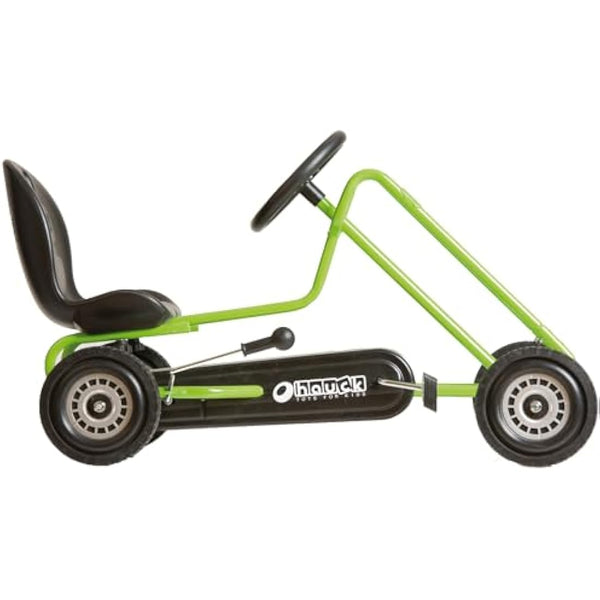 hauck Lightning, Green - Go Kart for Kids Age 4 to 8 up to 50 kg, Girls & Boy Ride-On Race Car with Rubber Tyres, Adjustable Seat, Handbrake, Sturdy Steel Frame