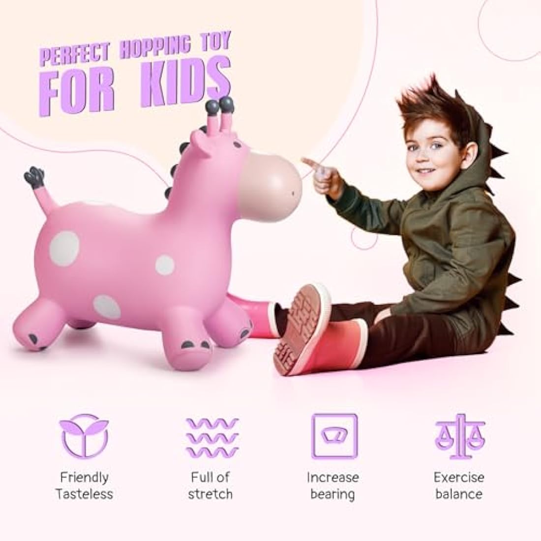 Animal Hopper for Kids, Toddler Ride-on Giraffe, Bouncy Horse Hopper, Jumping Horse, Hopping Toys Gift for Boys Girls,Inflatable Hopper Bouncy