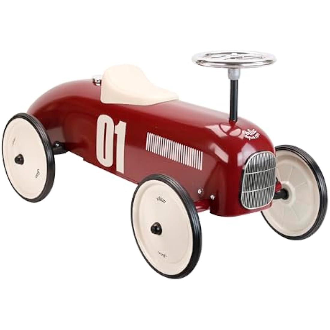 Vilac Vintage Ride-On Car, Durable Metal Body, Large Stable QuietRubber Wheels, Develops Psychomotor, Balance, Coordination, For 1.5 to 3 Years Kids under 20 kgs, 76 x 40 x 38 cm, Burgundy