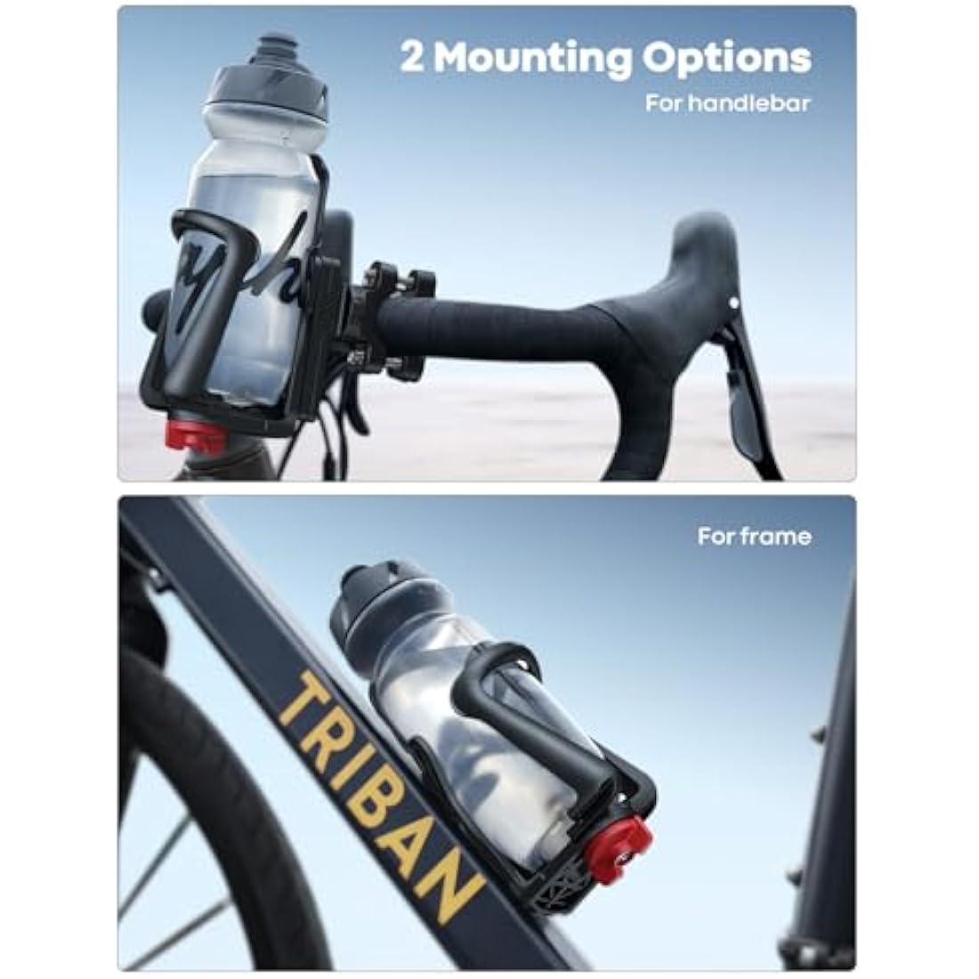 Lamicall Adjustable Bike Water Bottle Holder - [Fit 1.9-2.8" Diameter Bottle] [For Handlebar & Frame] Motorcycle Cup Holder, Bicycle Drink Cage with Screw Tool, For 48-71 mm Bottles