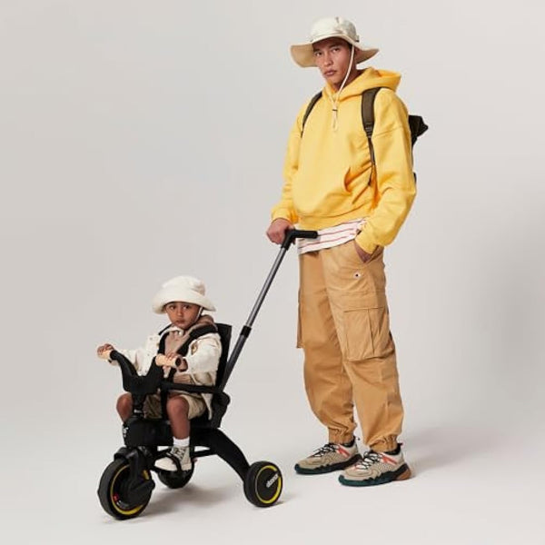 DOONA Liki Baby Trike S5 - Deluxe Foldable Toddler Tricycle with parent handle for ages 10 Months to 3 Years - Nitro Black