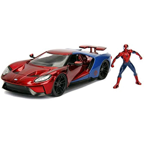 Jada Toys - 99725RB - Model FORD GT 2017 With Figure Spider Man 1/24 Die-Cast Marvel - Red / Blue