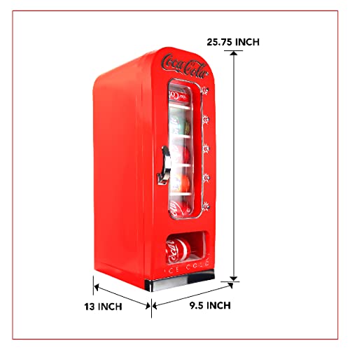 Coca-Cola Mini Fridges for Bedrooms 4L Quiet Small 6 Can Table Top Fridge For Drinks Food Coke Kids Skincare Office Home Desk Portable Retro Cooler Warmer with Built-In Bluetooth Wireless Speaker Red