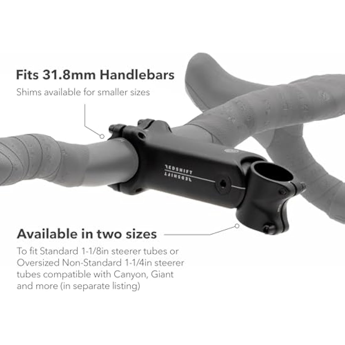 REDSHIFT ShockStop Suspension Stem for standard 1-1/8in (28.6mm) Steerer Tubes, Shock-Absorbing Bike Handlebar Stem for Road, Gravel, Hybrid, and E-Bikes