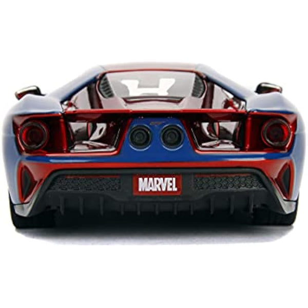 Jada Toys - 99725RB - Model FORD GT 2017 With Figure Spider Man 1/24 Die-Cast Marvel - Red / Blue