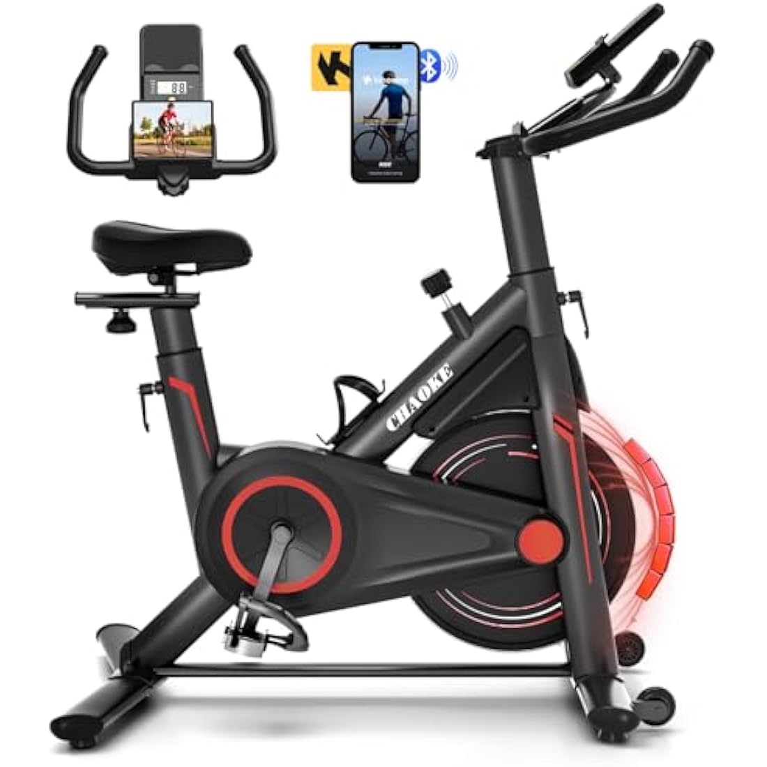 CHAOKE Exercise Bike Indoor Cycling, Stationary Bike 360LBS Capacity, Fully Adjustable Magnetic Resistance Silent Fitness Bike, Comfortable Seat, Tablet Holder for Home Gym Cardio Workout Training
