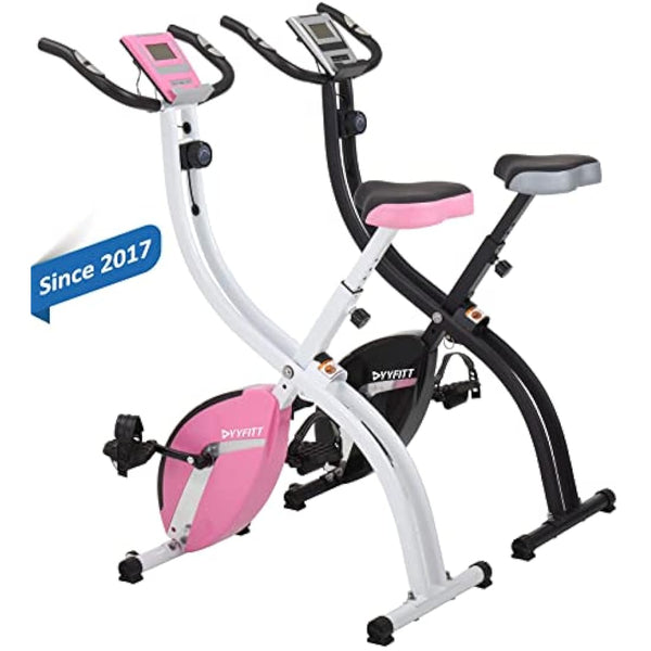 YYFITT Basic Foldable Fitness Exercise Bike with 16 Level Resistance, Countdown Exercise Monitor, Phone/Tablet Holder and Hand Pulse for Home Use