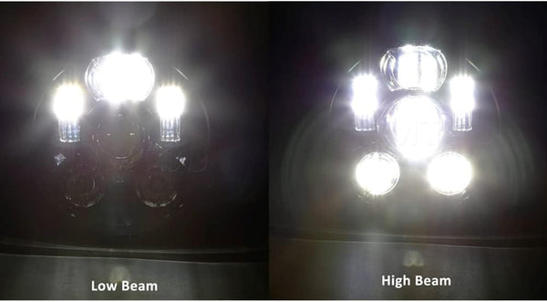 5-3/4" 5.75" Round LED Projection Daymaker Headlight for Harley Davidson Kickfaire Motorcycle Projector Lights 45W 9 LED Bulb Headlamp Aluminum Lamp