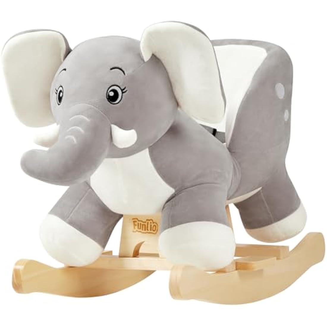 FUNLIO Elephant Baby Rocking Horse for Toddlers 6 Months to 3 Years, Cute & Graceful Grey Elephant Rocker for Baby Girl, Stuffed Plush Ride-on Rocking Animal, Easy to Assemble, CPC & CE Certified