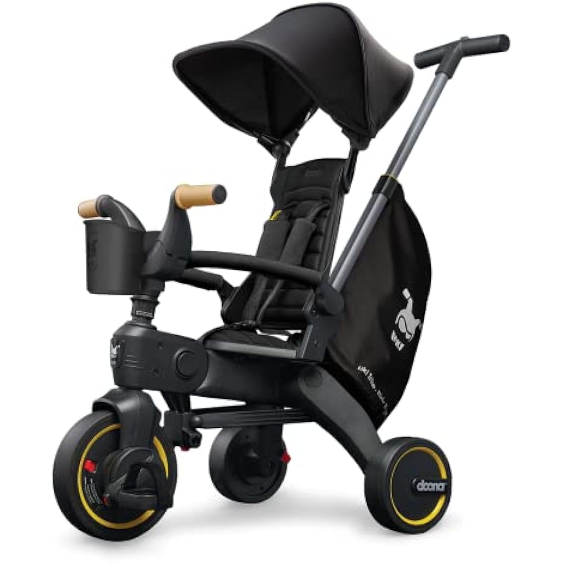 DOONA Liki Baby Trike S5 - Deluxe Foldable Toddler Tricycle with parent handle for ages 10 Months to 3 Years - Nitro Black