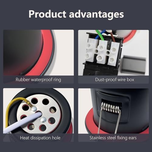 4XSweier 90 Minute Fire Rated LED Downlights,IP20 GU10 LED Recessed Ceiling Lights, Fire Rated Spotlight with 5W 6000K Cool White Bulb, White(Non-Dimmable)