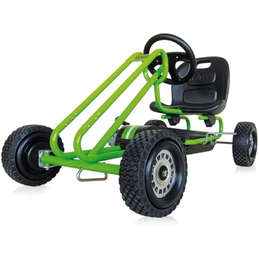 hauck Lightning, Green - Go Kart for Kids Age 4 to 8 up to 50 kg, Girls & Boy Ride-On Race Car with Rubber Tyres, Adjustable Seat, Handbrake, Sturdy Steel Frame