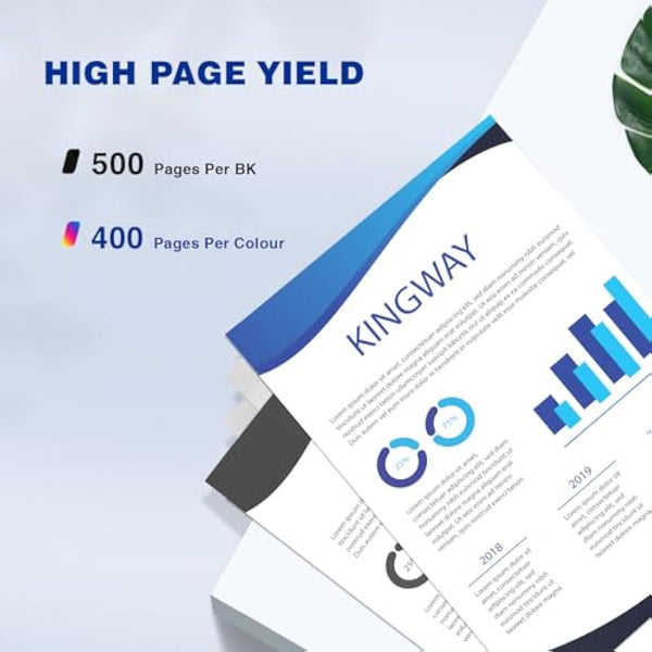 KINGWAY 924 Ink Cartridges Replacement for HP 924 for HP OfficeJet Pro 8120e OfficeJet Pro 8122e 8124e 8125e 8132e 8134e 8135e 8130e 8138e 8139e All-in-One (No Chip, BK/C/M/Y, 4 Pack)