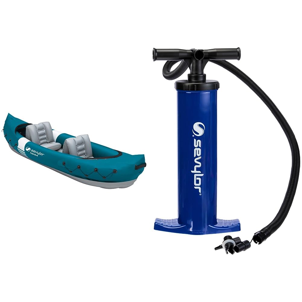 Sevylor Tahaa Kayak, Inflatable Canoe for 2 persons, Inflatable Boat, Paddle Boat with Robust PVC Outer Shell, Straps for Fastening Luggage, Bar Construction for High Stability on the Water
