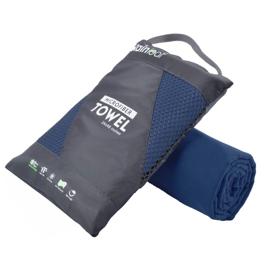 Rainleaf Microfiber Towel Perfect Travel & Sports &Beach Towel. Fast Drying - Super Absorbent - Ultra Compact. Suitable for Camping, Backpacking,Gym,
