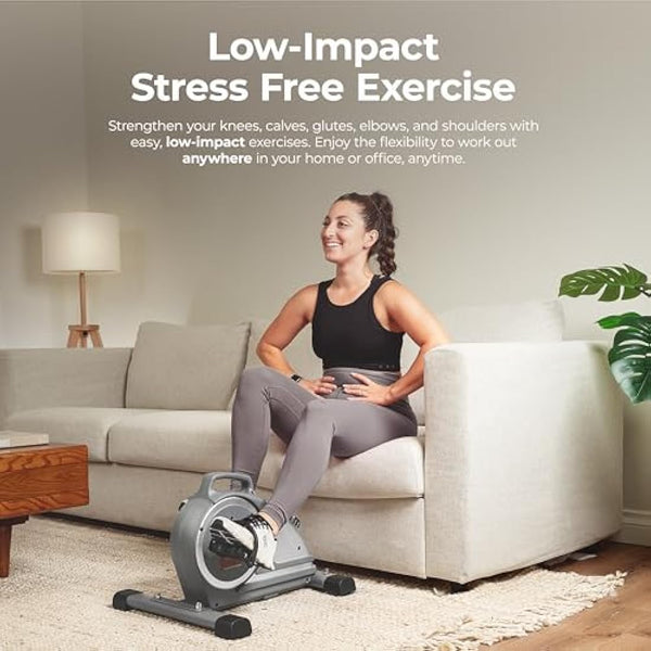 Sunny Health & Fitness Mini Exercise Bike, Under Desk Dual Function Arm & Leg Seated Pedal Exerciser for Senior Workout, Desk Cycle Cardio Training at Home, Optional Free SunnyFit App Connected