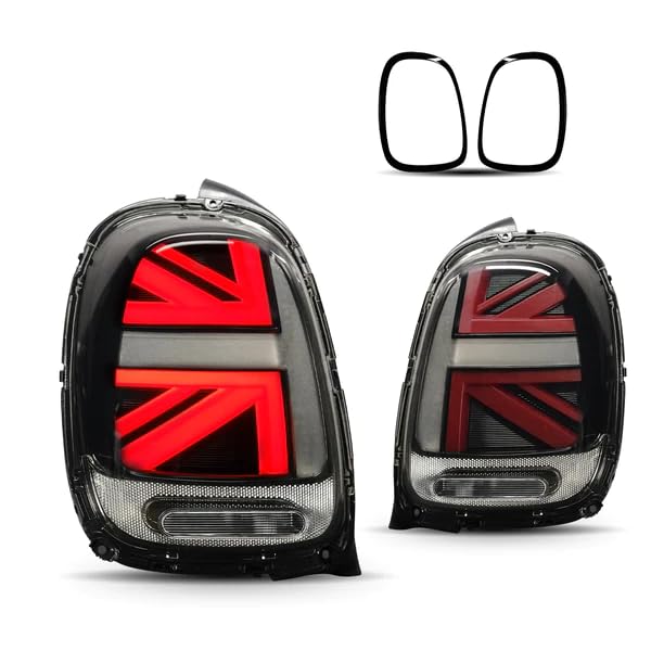 Archaic Union Jack Rear Lights for Mini Cooper One F55 F56 F57 2014-2021, with Sequential Turn Signal Light, Plug&Play, Pair
