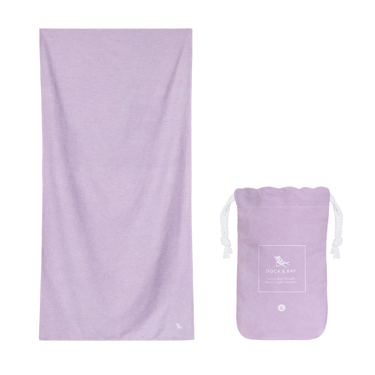 Dock & Bay Quick Drying Towel - For Sports & Gym - Compact, Lightweight - 100% Recycled - Includes Bag - Essential - Meadow Lilac, Large (160x90cm,