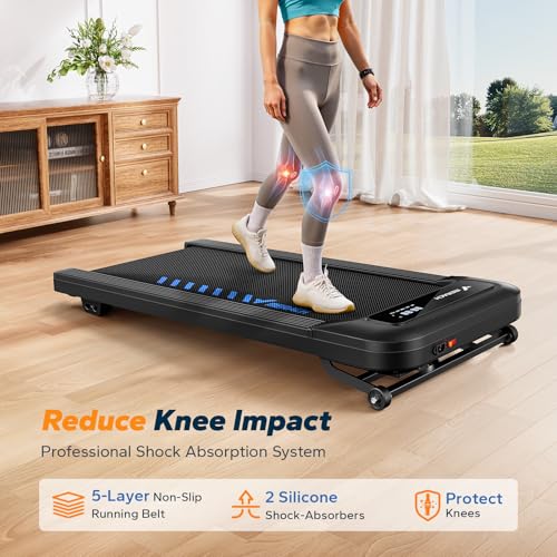 MERACH Walking Pad with 9% Auto Incline, 1-6km/h Under Desk Treadmill, 2.5HP Low Noise Walking Pad with Remote Control, LED Display, Portable Treadmills for Home Office