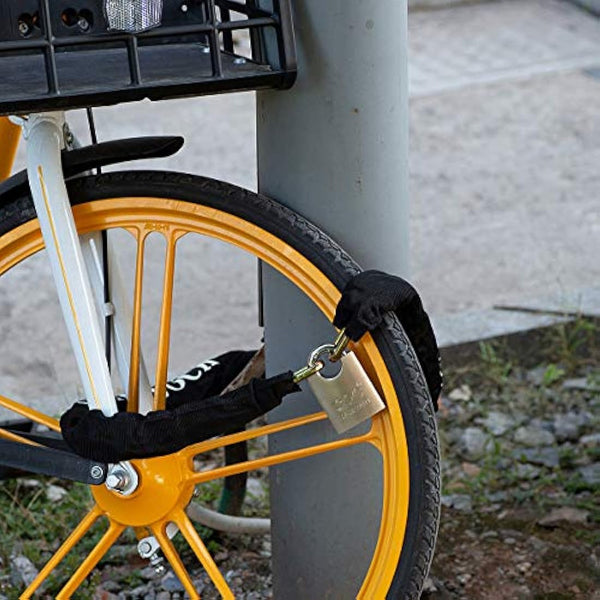 Heavy Duty Motorbike Cycle Chain Lock Padlock for Motorcycle Bike Bicycle Door Gate Fence Safety & Security Accessories (Steel Dia.8mm Chain Length 1.1M)