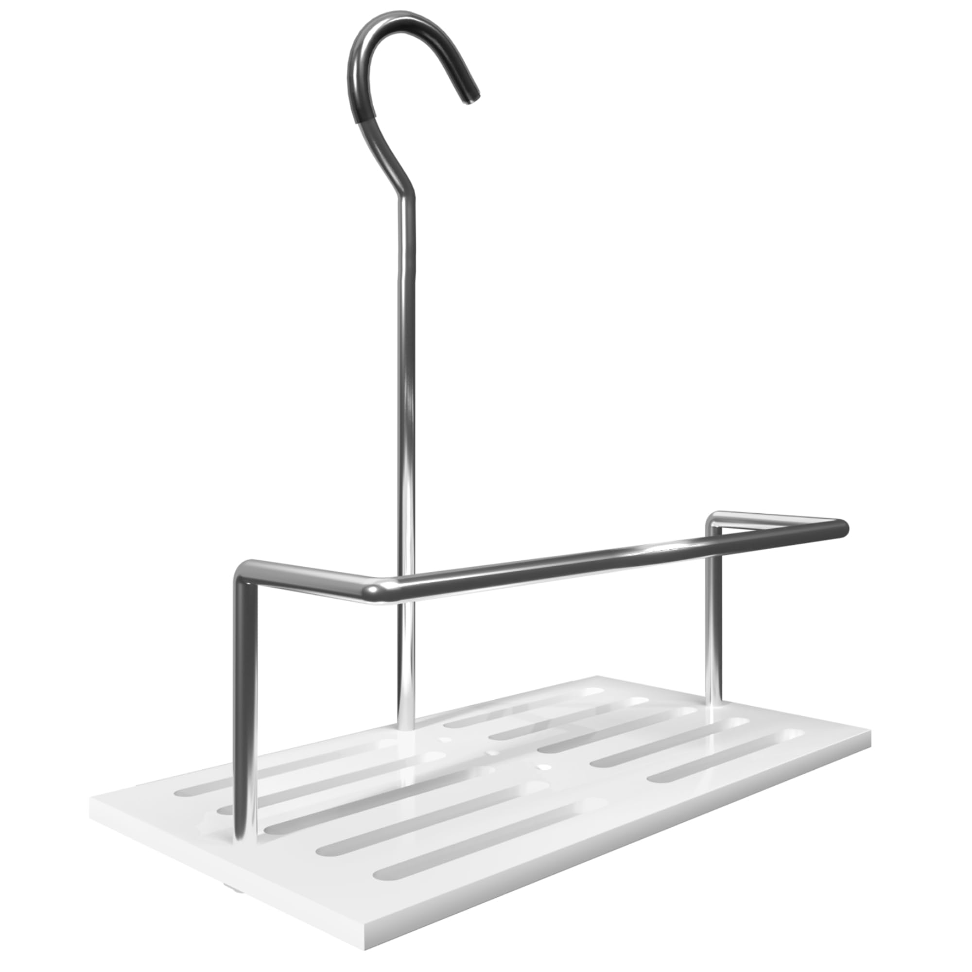 KOVVN - Hanging Shower Shelf Without Drilling, Adjustable Shower Storage, Caddy in Stainless Steel and Acrylic for Shower Gel and Shampoo 12cm x 22cm
