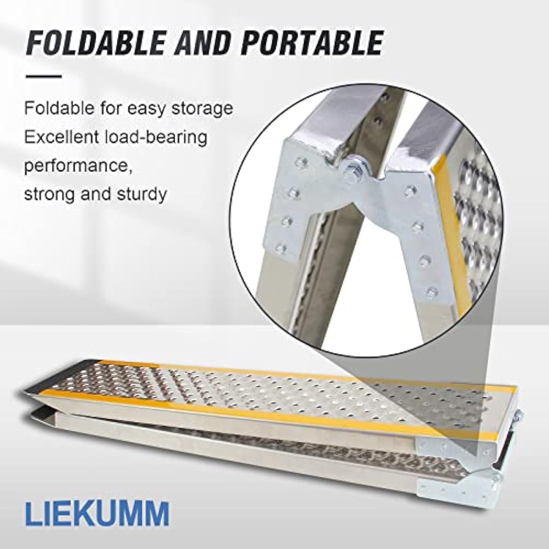 LIEKUMM 1PC Motorcycle Ramp, 200 x 21.5 cm Folding Motorbike Ramp, 300 kg Capacity Aluminium Motorbike Ramps for Vans, Folding Loading Ramps with E-bikes, Dirt Bikes, Bicycles, Motorbikes