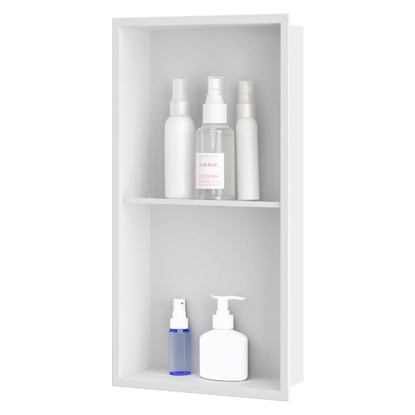 Sunrik Shower Niche with Shelf, Stainless Steel, 30?60?10cm, Matte White