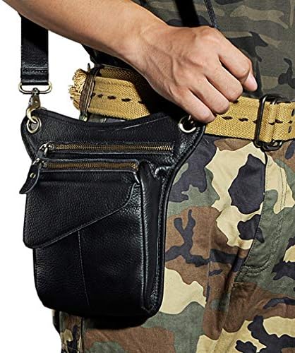Xieben Leather Drop Leg Bag for Men Women Motorcycle Bike Riding Cycling Multi-Purpose Thigh Waist Fanny Pack Bum Pocket Hiking Sports Camping Travel Pouch Black
