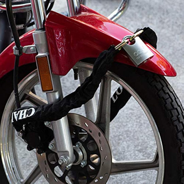 Heavy Duty Motorbike Cycle Chain Lock Padlock for Motorcycle Bike Bicycle Door Gate Fence Safety & Security Accessories (Steel Dia.8mm Chain Length 1.1M)