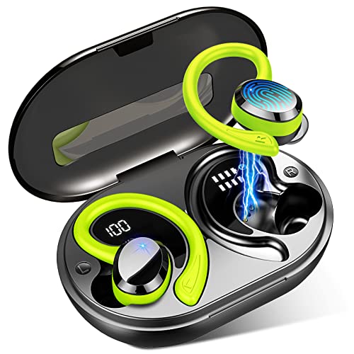 Wireless Earbuds, Bluetooth 5.4 Headphones with ENC Mic, 75H Stereo Noise Cancelling Ear Buds, Wireless Headphones with Sports Earhooks, LED Display, IP7 Waterproof Bluetooth Earphones for Running Gym