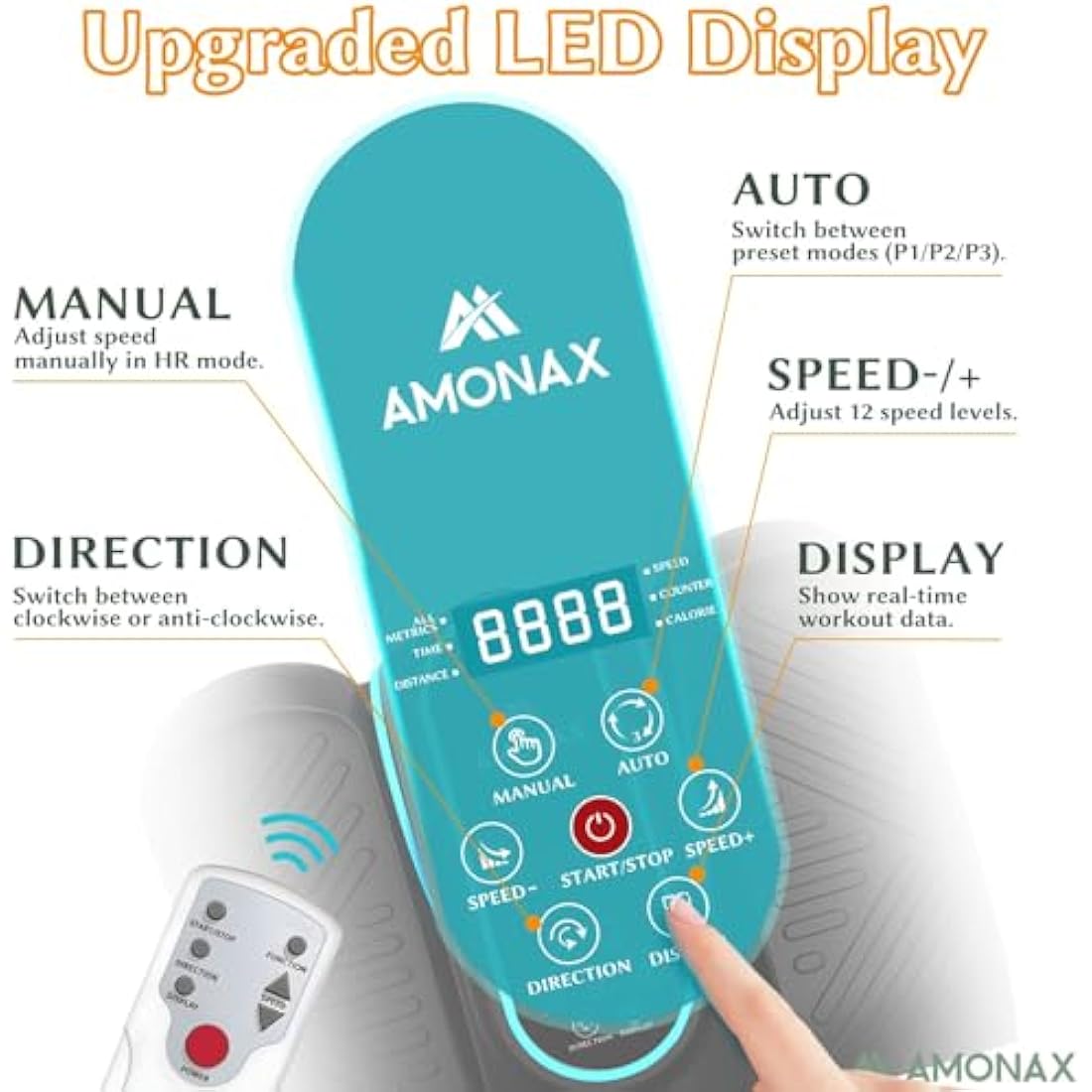 Amonax Electric Pedal Exerciser, Seated Elliptical Machine Cardio Under Desk Exercise Bike, Mini Cycle Trainer for Elderly, Sit down Foot Step Machine Leg Exercise Equipment for Home Use