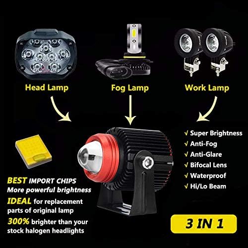 OPP ULITE Motorcycle Driving Fog Lights, White Amber LED Auxiliary Headlights 30W Waterproof LED Spotlight Work Light for Motorcycle Quad Scooter Car Truck Boat Bike