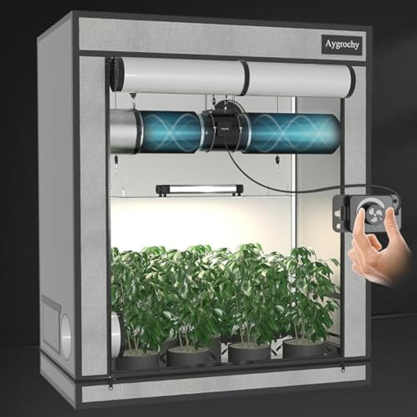 Aygrochy Quiet 8” Inline Duct Fan with 0-100% Variable Speed Controller - Ventilation Exhaust Fan Using for Heating Cooling Booster, Grow Tents, Hydroponics,Home use Ventilation and Exhaust Blower.