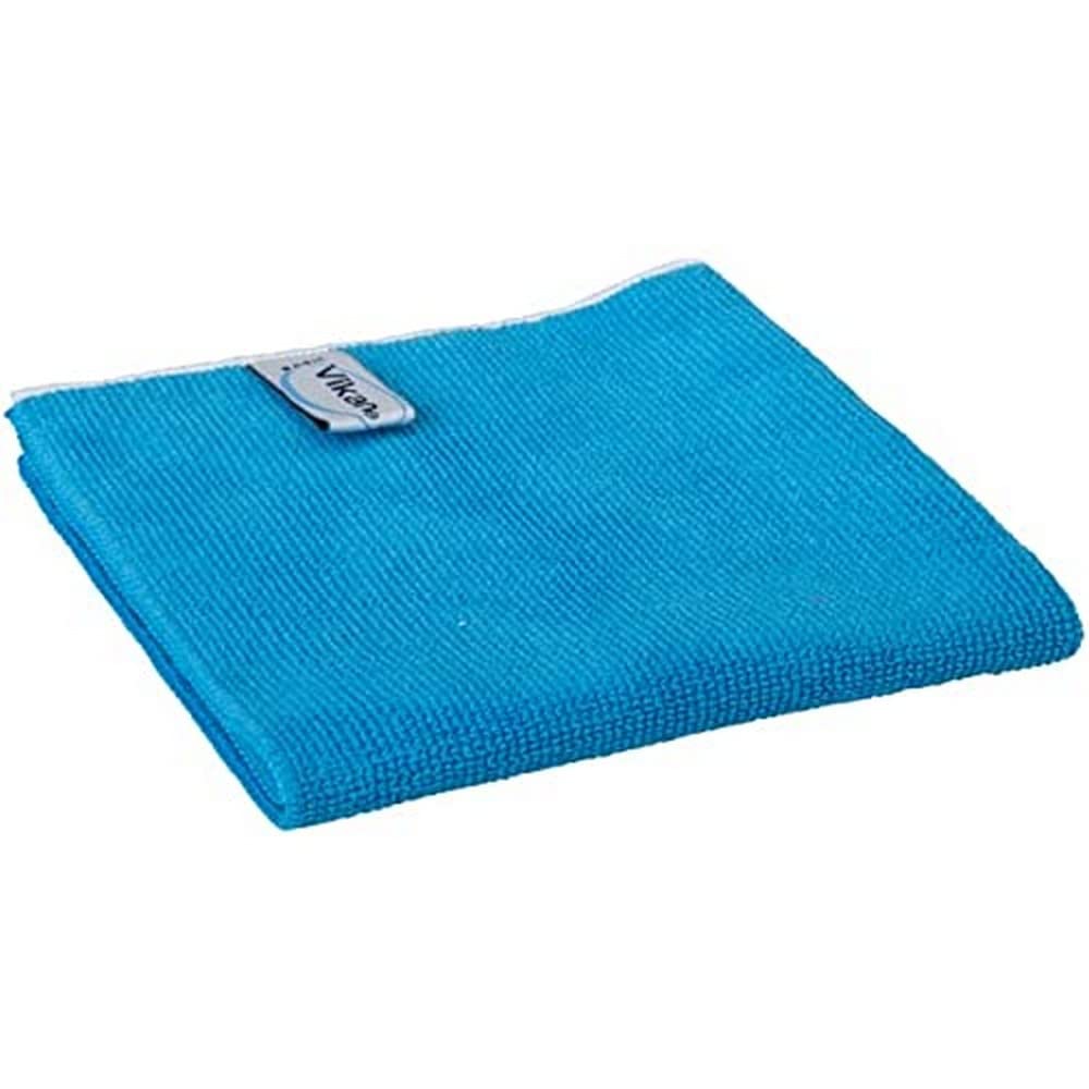 Vikan 691133 Professional Microfibre Cloth, Blue, 320mm Length, 320mm Width, 3mm Height, Pack of 5