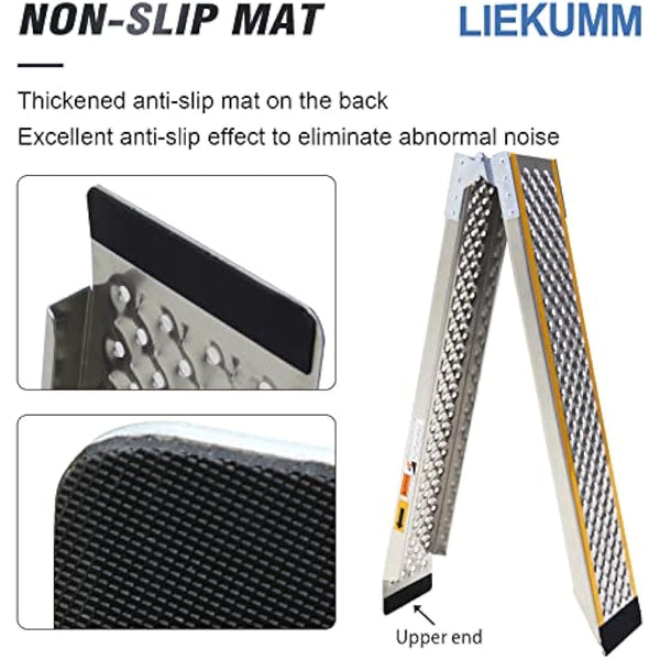 LIEKUMM 1PC Motorcycle Ramp, 200 x 21.5 cm Folding Motorbike Ramp, 300 kg Capacity Aluminium Motorbike Ramps for Vans, Folding Loading Ramps with E-bikes, Dirt Bikes, Bicycles, Motorbikes