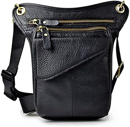 Xieben Leather Drop Leg Bag for Men Women Motorcycle Bike Riding Cycling Multi-Purpose Thigh Waist Fanny Pack Bum Pocket Hiking Sports Camping Travel Pouch Black