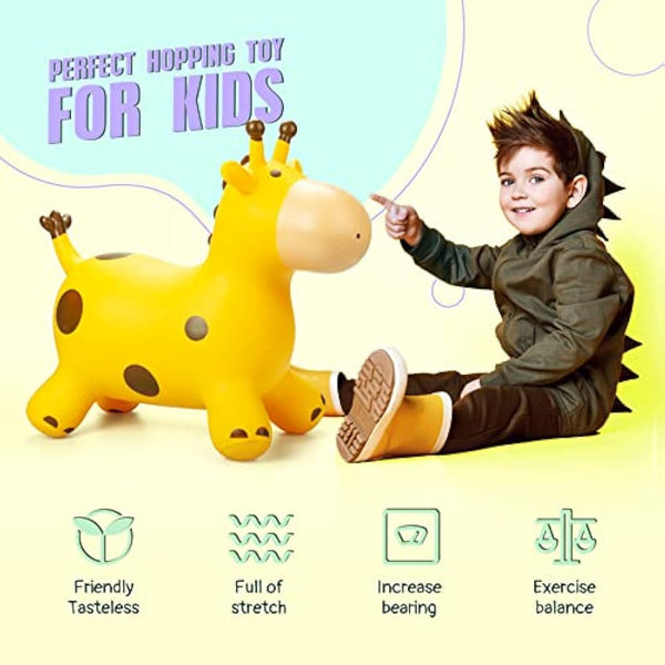 U&C Planet Animal Hopper for Kids, Giraffe Hopper, Bouncy Horse Hopper, Children Inflatable Animal Hopper Inflatable Hopper Bouncy Toddler Ride-on Giraffe Hopping Toys Gift for Boys Girls Age 1-6