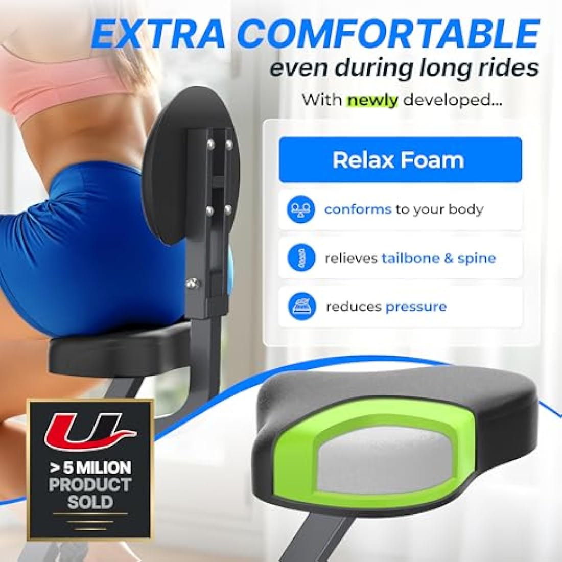 Ultrasport F-Bike Folding Exercise Bike 286 lbs Capacity, Extra Silent with Relax Foam Seat I Exercise Bikes for Home Use, Exercise Bike Foldable, Indoor Bike, Stationary Bike