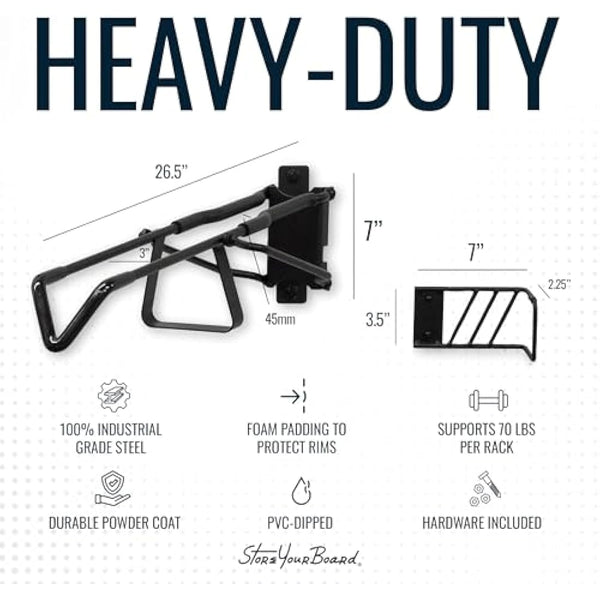 StoreYourBoard SwivelStow Road & Gravel Bike Storage 2 Pack – Heavy Duty Bike Hanger, No-Lift Bike Wall Mount for Garage Bike Storage, Holds 70 lbs, Patent-Pending