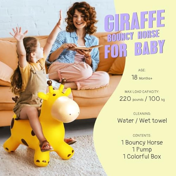 U&C Planet Animal Hopper for Kids, Giraffe Hopper, Bouncy Horse Hopper, Children Inflatable Animal Hopper Inflatable Hopper Bouncy Toddler Ride-on Giraffe Hopping Toys Gift for Boys Girls Age 1-6