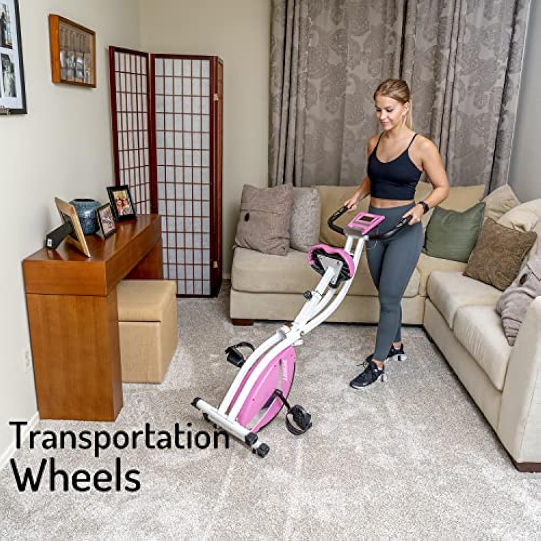 YYFITT Basic Foldable Fitness Exercise Bike with 16 Level Resistance, Countdown Exercise Monitor, Phone/Tablet Holder and Hand Pulse for Home Use