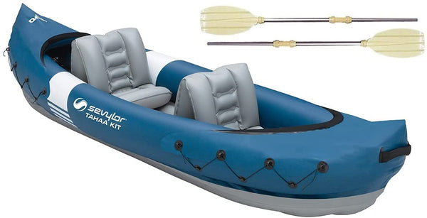 Sevylor Tahaa Kayak, Inflatable Canoe for 2 persons, Inflatable Boat, Paddle Boat with Robust PVC Outer Shell, Straps for Fastening Luggage, Bar Construction for High Stability on the Water