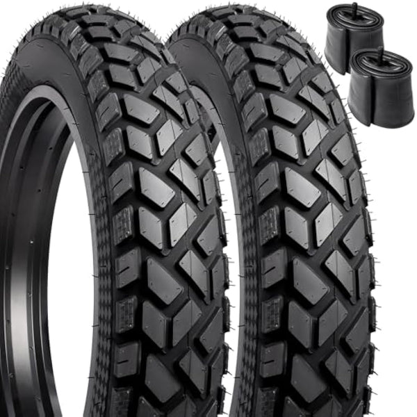 YunSCM 2-PCS 26" E-Bike Fat Tyres 26x4.0 Tires 102-559 with 26" Heavy Duty Bike Inner Tubes AV32mm Schrader Valve, Compatible with 26 x 4.0 Electric Bike/Mountain/Road/Snow Bike Tyres & Tubes